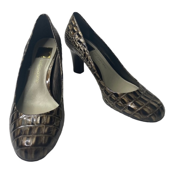 Liz Claiborne New York Johnnie Brown Patent Leather Heels - Picture 2 of 7